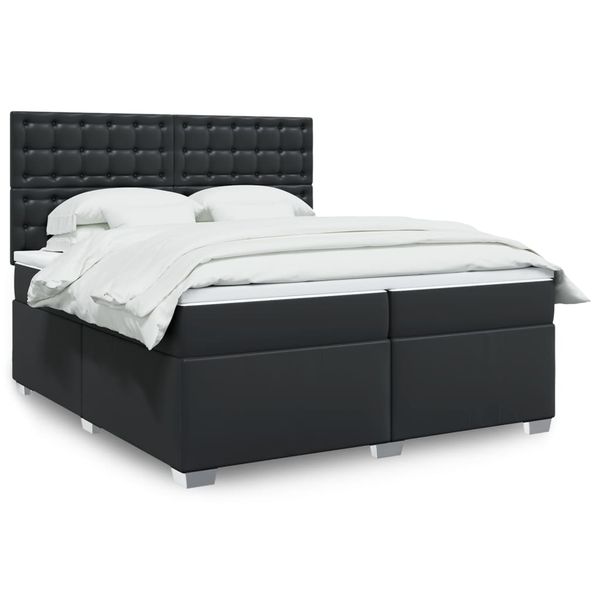 vidaXL Boxspring posteľ s matracom čierna 200x200 cm umelá koža