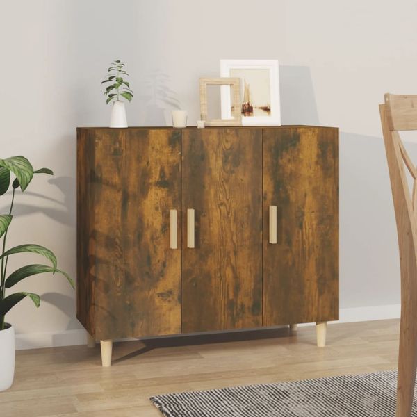 vidaXL Komoda dymový dub 90x34x80 cm kompozitné drevo