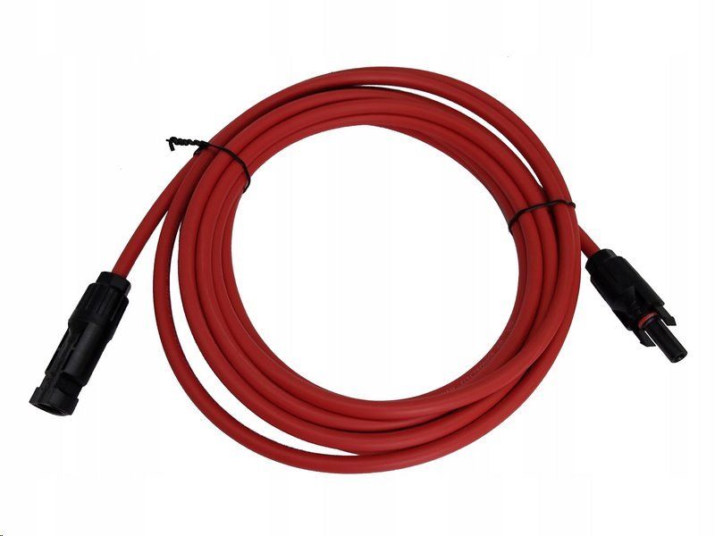 Solární kabel 5m prodlužovací H1Z2Z2-K, 6mm2, červený s konektory MC4