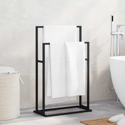 vidaXL Voľne stojaci vešiak na uteráky, čierny 48x24x78,5 cm, železo