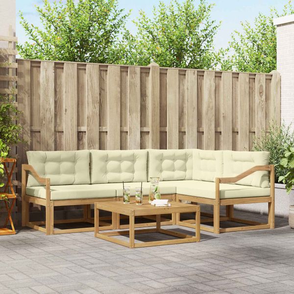 vidaXL Záhradná súprava gaučov 5 pcs Biela a krémová 79 x 79 x 37 cm