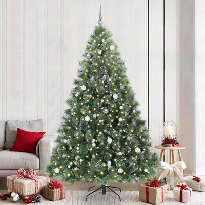 vidaXL Umelý vianočný stromček s 300 LED-i Zelená 240 cm PE a PVC