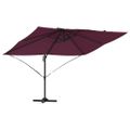 vidaXL Slnečník 351 x 250 x 260 cm Polyester a hliník Bordeaux červená