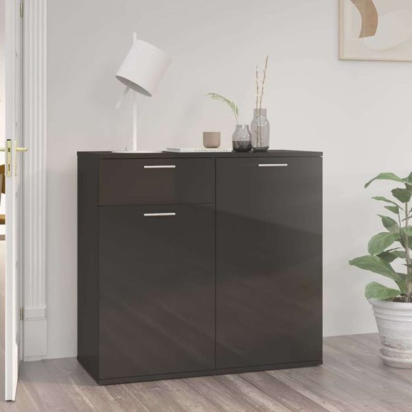 vidaXL Komoda, lesklá čierna 80x36x75 cm, kompozitné drevo