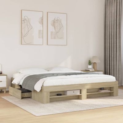 VidaXL Rám postele bez matraca Dub Sonoma 200x200 cm Konštrukcia dreva