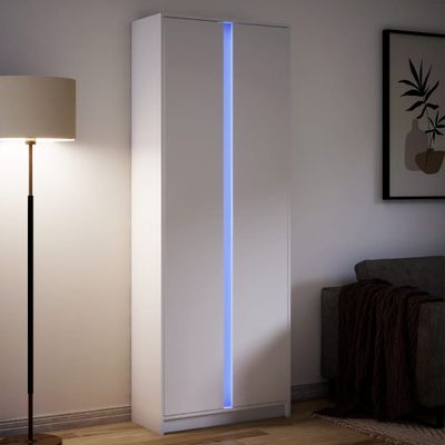 vidaXL Vysoká skrinka s LED biela 74x32,5x200 cm kompozitné drevo
