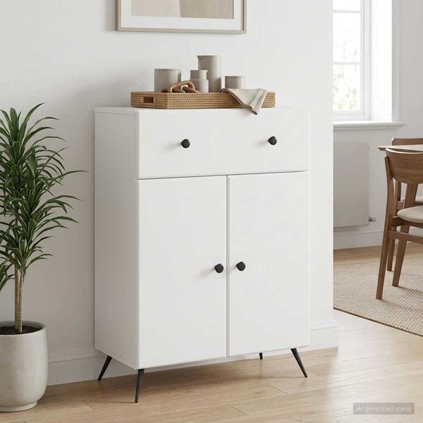 vidaXL Servírovacia skriňa Biela 66 x 34,5 x 90 cm Kompozitné drevo