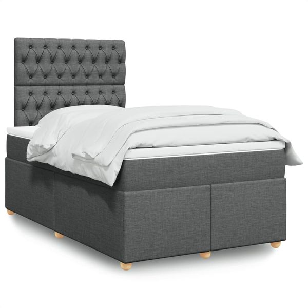vidaXL Boxspring posteľ s matracom tmavosivý 120x200 cm látka