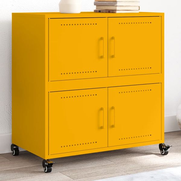vidaXL Komoda horčicovožltá 68x39x72 cm oceľ