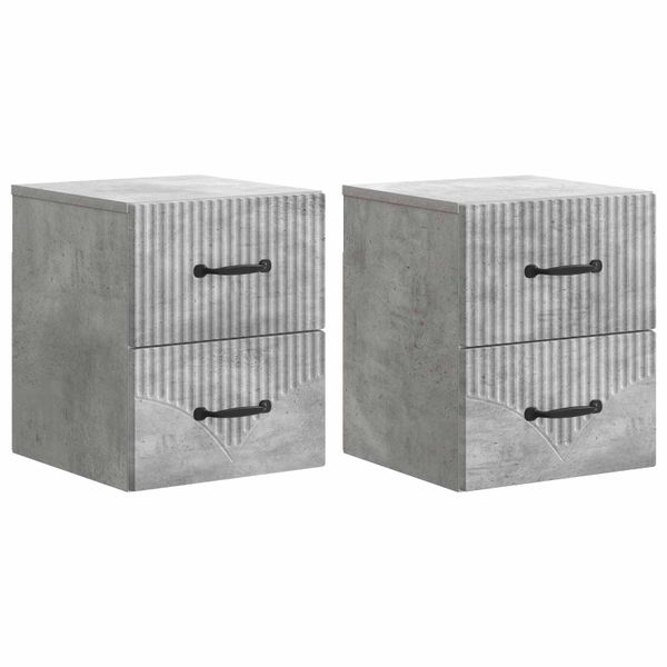 vidaXL Nástenná nočná skrinka 2 pcs Betónovo sivá 34,5 x 33 x 40 cm