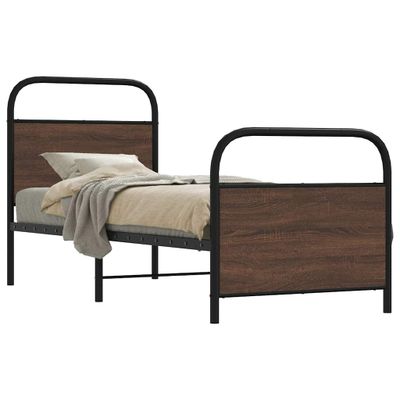 vidaXL Posteľný rám bez matraca 75x190 cm hnedý dub kompozitné drevo