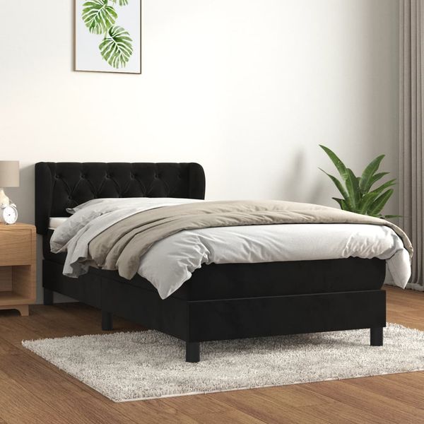 vidaXL Posteľný rám boxspring s matracom čierny 80x200 cm zamat