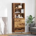 vidaXL Highboard Staré drevo 69,5 x 32,5 x 180 cm Kompozitné drevo