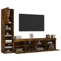 vidaXL 4-dielne TV nástenné skrinky s LED dymový dub kompozitné drevo