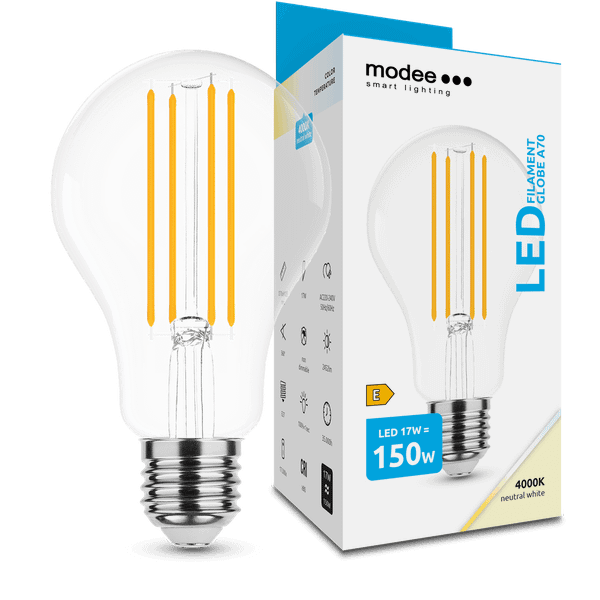 Modee Smart Lighting LED Filament Globe žiarovka E27 17W neutrálna biela (ML-A70F4000K17WE27)