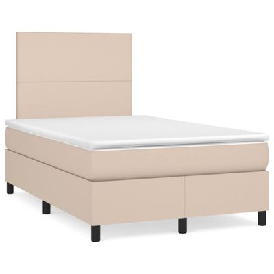 vidaXL Boxspring posteľ+matrac, kapučínová 120x190cm, umelá koža