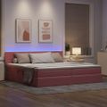vidaXL LED úložná posteľ s matracom Ružová 200 x 200 cm Zamat