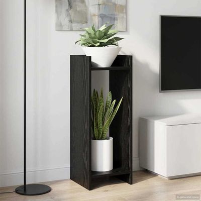 vidaXL Stojan na rastliny s poličkou 2 pcs Čierny Dub 30 x 30 x 80 cm