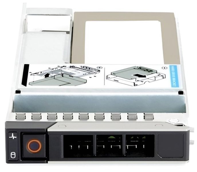 Dell 960GB SSD SATA Read Intensive 6Gbps 512e 2.5in with 3.5in HYB CARR Hot-plug CK SSD disk, interní, pro servery, 960GB, Hot-plug, Read Int., 6Gbps, SATA, 2,5" ve 3,5" rámečku, 512e, pro PowerEdge T360, T560, R3
