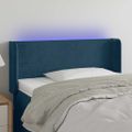 vidaXL Čelo postele s LED tmavomodré 93x16x78/88 cm zamat