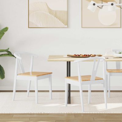 vidaXL Jedálenská stolička 2 pcs Biela a prírodná