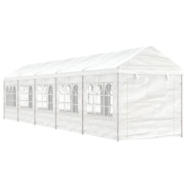 vidaXL Altánok so strechou, biely 11,15x2,28x2,69 m, polyetylén