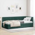 vidaXL Rohový rám postele Tmavozelená 90 cm x 190 cm Zamat