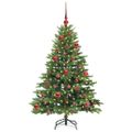 vidaXL Umelý vianočný stromček s 150 LED-i Zelená 150 cm PE a PVC