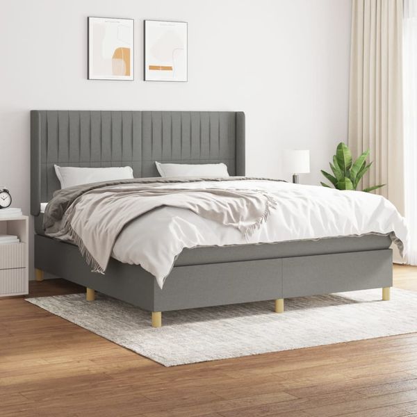 vidaXL Boxspring posteľ s matracom tmavosivá 160x200 cm látka