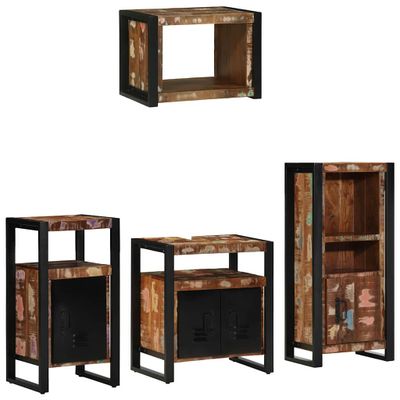 vidaXL Sada kúpeľňového nábytku Nástenný 4 pcs Masívne obnovené drevo