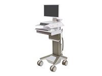 Vozík - Electric Lift - pre LCD displej / PC vybavenie - uzamykateľný - zdravotnícky - biela, teplá sivá - veľkosť obrazovky: až 27" - 320 Wh - lítium-železo-fosfátový - kompatibilný s TAA