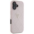 Guess Hardcase PU Zrnitý Horúci Stamp 4G Trojuholník Kovové Puzdro pre iPhone 16 6,1" Ružová