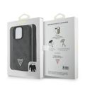 Guess case for iPhone 16 Pro 6,3" GUHCP16LP4TDSCPK Leather Metal Logo Strass Crossbody black