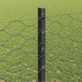 vidaXL Hexagonálny plot s stĺpom 100 x 1,2 m PVC potiahnutá oceľ Sivá