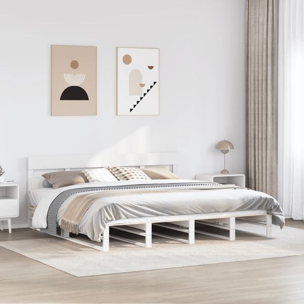 vidaXL Posteľ bez matraca biela 200x200 cm masívna borovica