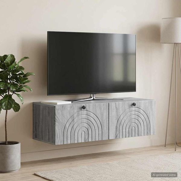 vidaXL Nástenná TV skrinka Nástenný Sivá sonoma 99 x 41 x 30 cm