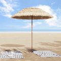 vidaXL Plážový slnečník 160 x 160 x 196 cm Polyester a oceľ Prírodná