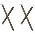 vidaXL Nohy k jedálenskému stolu v tvare X, 2 ks, prírodná oceľ, 90 x (72-73) cm, oceľ