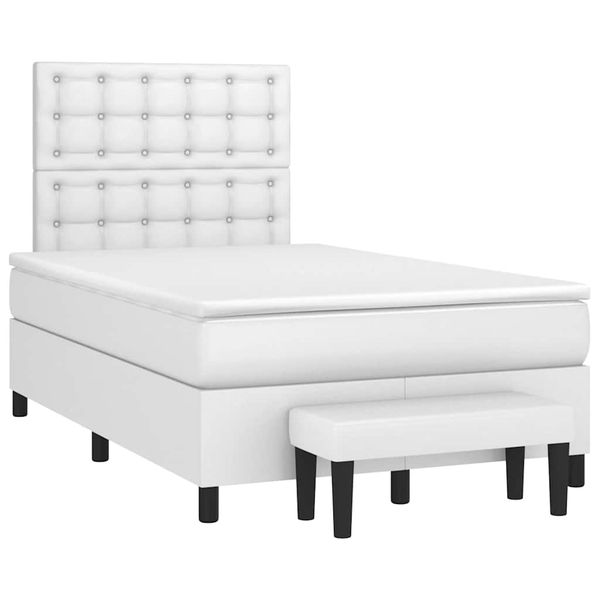 vidaXL Boxspring posteľ s matracom, biela 120x190 cm, umelá koža