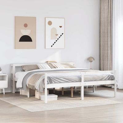 vidaXL Posteľný rám pre seniorov čelo biely 200x200cm borovicový masív
