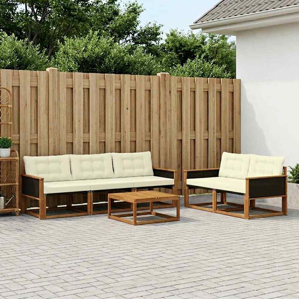 vidaXL Záhradná súprava gaučov s vankúšom 6 pcs Prírodná a krémová