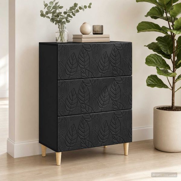 vidaXL Zásuvkový kabinet Čierna 66 x 34,5 x 90 cm Kompozitné drevo