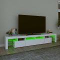 vidaXL TV skrinka s LED svetlami biela 230x36,5x40 cm