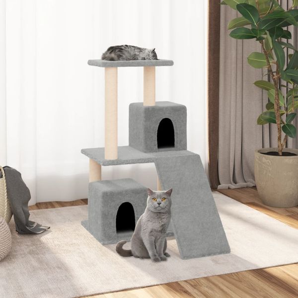 vidaXL Škrabadlo pre mačky so sisalovými stĺpikmi bledosivé 82 cm