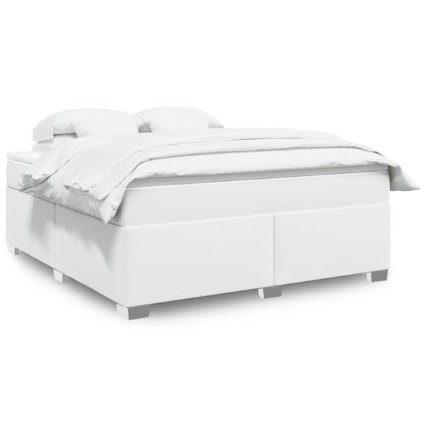 vidaXL Boxspring posteľ s matracom biela 180x200 cm umelá koža