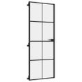 vidaXL Vnútorné dvere tenké čierne 76x201,5 cm tvrdené sklo a hliník