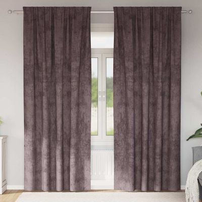 vidaXL Sametové závesy so záclonami 2 pcs Hnedá 260 x 140 cm Zamat