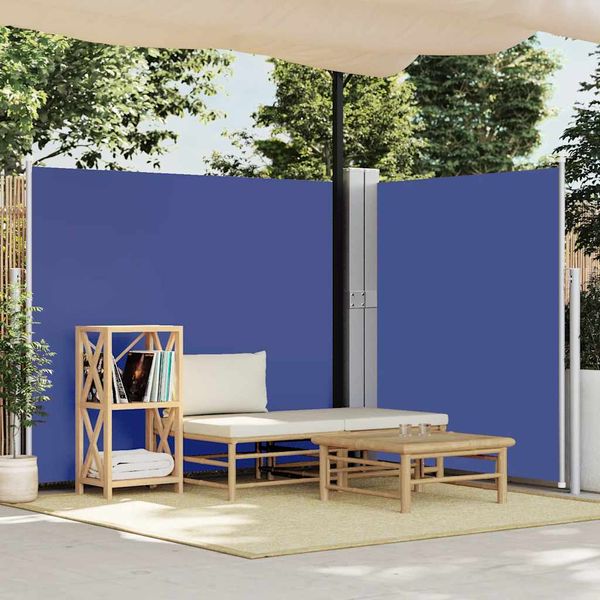 vidaXL Zaťahovacia bočná markíza na terasu 170x1200 cm, modrá