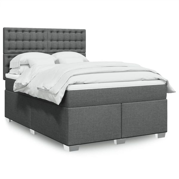 vidaXL Boxspring posteľ s matracom tmavosivá 160x200 cm látka