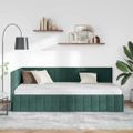 vidaXL Rohový rám postele Tmavozelená 90 cm x 200 cm Zamat